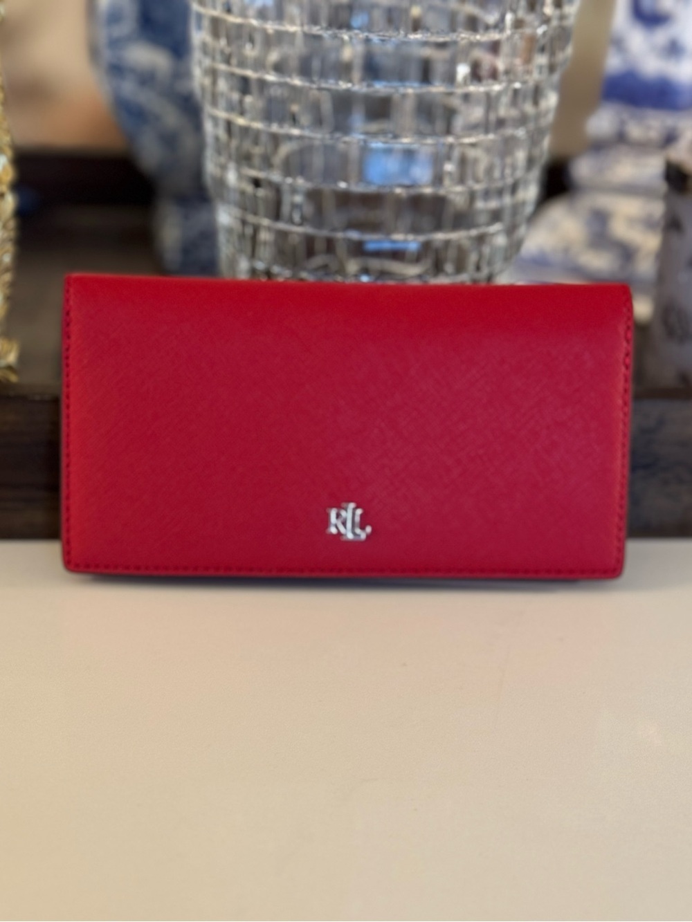❤️ MWOT LAUREN RALPH LAUREN FULL GRAIN LEATHER LARGE ZIP CONTINENTAL WALLET!